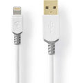 Nedis Lightning Cable | USB 2.0 | Apple Lightning 8-Pin | USB-A Male | 480 Mbps | Gold Plated | 2.00 m | Round | PVC | Grey / White | Box