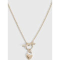 Collar Con Barra En Forma De T Y Corazón, Dorado