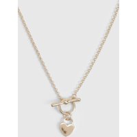 Collar Con Barra En Forma De T Y Corazón, Dorado