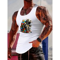 Fashionable trend muscular tough guy, simple and creative solitary astronaut, print design