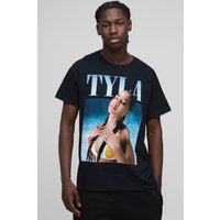Camiseta Oversize Con Estampado De Tyla, Negro