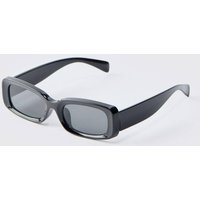 Herren Chunky Rechteckige Sonnenbrille aus Kunststoff | Black | BOOHOOMAN