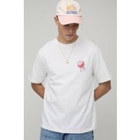 Herren Marmeladenglas Besticktes Regular T-Shirt | White | Größe Small | BOOHOOMAN