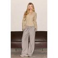 Grey Woven Drawstring Waist Low Rise Relaxed Trousers