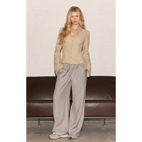 Grey Woven Drawstring Waist Low Rise Relaxed Trousers