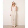 Linen-Blend Drawstring Trousers - L / LINEN