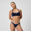Bas de bikini Femme Jetstream texturé à taille basse arrondie bleu marine/blanc
