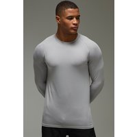 Camiseta Man Active Ligera De Ranglán Y Manga Larga Con Estampado Essentials, Gris