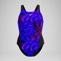 Maillot de bain Femme Club Training Recordback imprimé noir/bleu