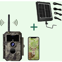 Piège Photographique Wifi Photo 64MP Video 1296P W600 + kit panneaux solaires Gris