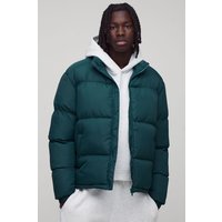 Regular Fit Funnel Neck Puffer Jacket In Khaki, Verde