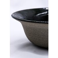 7,5' Cavewater Spiral Blue Handmade Grey Stoneware Bowl