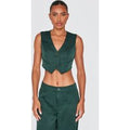 Forest Green Woven Belted Back Detail Suit Waistcoat Top