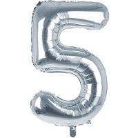 Cijfer Ballon '5'  Zilver (100CM)
