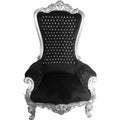 Casa Padrino Barock Thron Sessel Majestic Schwarz/Silber mit Bling Bling Glitzersteinen - Riesensessel -Thron Stuhl Tron