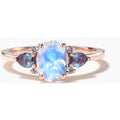1.5CT Oval Cut Moonstone Engagement Ring Color-change Alexandrite Ring