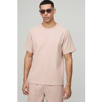 Camiseta Plisada, Beige