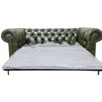 Chesterfield 2.5 Seater Sofa Bed Antique Green Real Leather