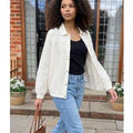 Ivory Lightweight Broderie Bomber Jacket  Size 18/20