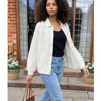 Ivory Lightweight Broderie Bomber Jacket  Size 18/20