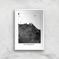 Negative Edinburgh City Map Giclee Art Print - A2 - White Frame