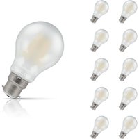10-Pack Crompton GLS LED Light Bulbs B22 7W (60W Eqv) Dim Warm White Pearl Filament Bayonet Frosted