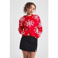 Jersey Crop Navideño Con Copos De Nieve, Rojo