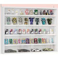 HOMCOM 5-Tier Glass Display Cabinet Wall-Mounted with Adjustable Shelves White