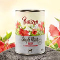 Purizon Lattina singola 400 g Umido cane - NUOVO: Single Meat Manzo con fiori di ibisco