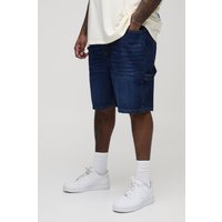 Pantalón Corto Plus Vaquero Estilo Carpintero, Azul