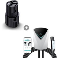 Lectron J1772 to Tesla EV Adapter (80A / 240V) + Level 2 NACS Tesla V-BOX Pro (48A / 240V / NEMA 14-50) WiFi App Version Bundle