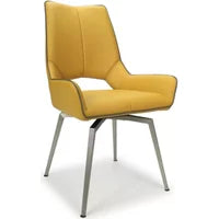 Mako Dining Chair - Set of 2 - Yellow Leather - Swivel