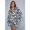 Womens Monochrome Abstract Satin Print Playsuit - black - 8, Black