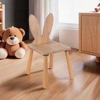 Borin Solid Pine Bunny Shape Kids Chair in Oak