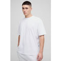 Camiseta Oversize Con Bordado De Firma Bm Y Cuello De Caja, Blanco