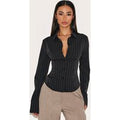Petite Black Striped Long Sleeve Fitted Shirt