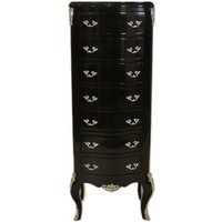 Casa Padrino Barock Kommode Schwarz mit 7 Schubladen H 120cm - Antik Stil