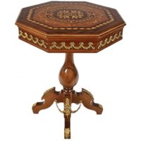 Casa Padrino Barock Beistelltisch Mahagoni Intarsien / Gold H75 x 65cm - Ludwig XVI Antik Stil Tisch - MÃ¶bel