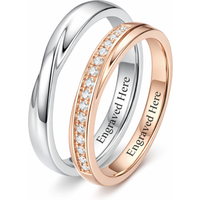Sterling Silver Two-tone Round Cut Laboratory Diamonds Custom Couple Rings