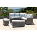 Della Porta 10 Seater Grey Corner Garden Sofa Set With Up-Down Table
