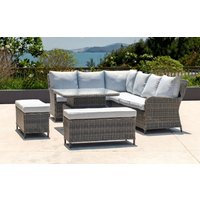 Della Porta 10 Seater Grey Corner Garden Sofa Set With Up-Down Table