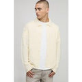 Boxy Fit Brushed Knitted Shirt, Cream