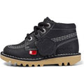 Junior Unisex Kick Hi Zip Leather Black/White - Size: 2