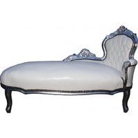 Casa Padrino Barock Chaiselongue WeiÃ/Silber Lederoptik