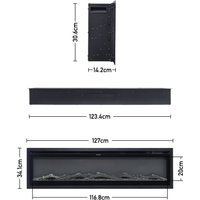 40/50/60 Inch 3-in-1 Best Modern LED Electric Fireplace Heater Inserts with Tempered Glass & Remote and 12 Flame Colours