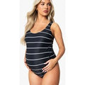 Bañador Premamá De Rayas Con Escote En U, Negro