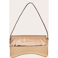 Femme Sac pochette à rabat doré en PU