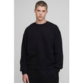 Basic Oversized Boxy Crew Neck Sweatshirt, Negro