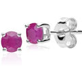 Classic Round Ruby Stud Earrings in 9ct White Gold 3.5mm