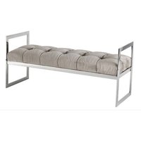 Casa Padrino Luxus Sitzhocker Chesterfield Grau / Chrom Hocker - MÃ¶bel Schlafzimmer Wohnzimmer - Luxus Kollektion